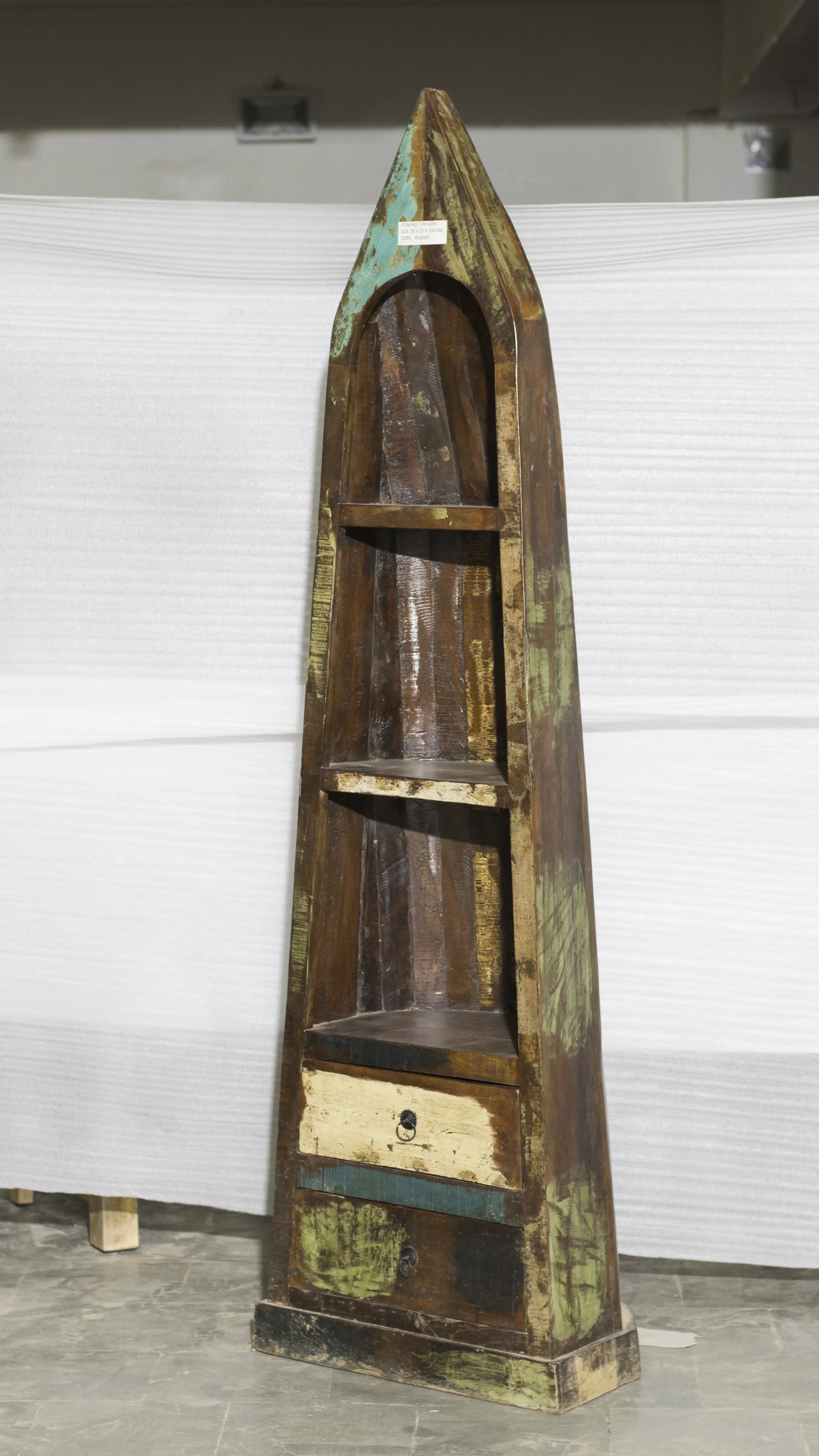Reclaimed Wooden Boat Book Self with 2 Drawers - popular handicrafts